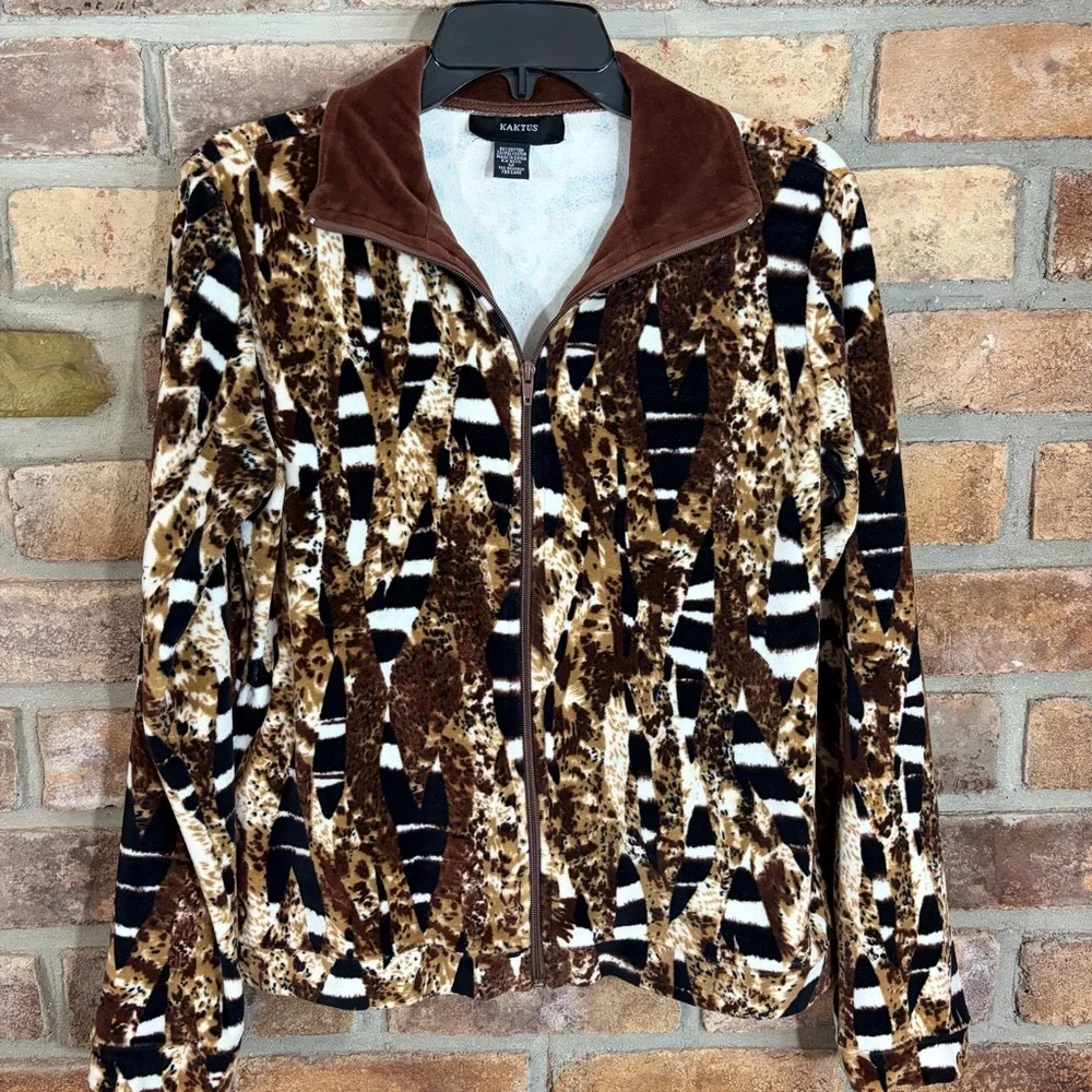 Kaktus Animal Patterned Print Zip Jacket